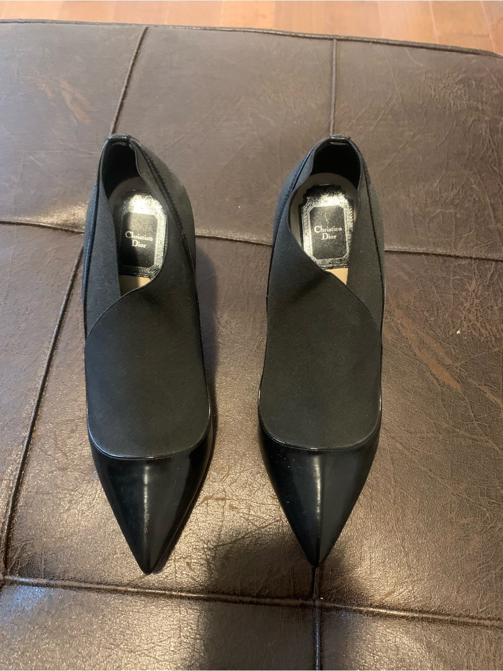 Dior Black Pointed Stretch Leather High Heel Pumps - Picture 3 of 6